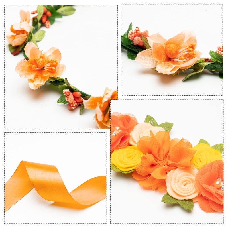 2ooya Little Cutie Citrus Maternity Sash Mom to Be & Daddy to Be Corsage Orange Clementine Flower Crown Pregnancy Sash Decoration Autumn Baby Shower Kit Party Favors Pregnancy Photo Prop Gift - Image 4